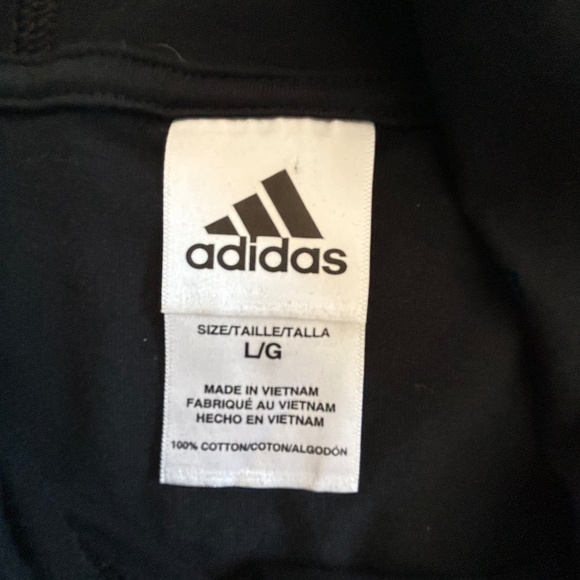 Adidas three stripes black pullover hoodie 100% Cotton size large - Picture 8 of 10